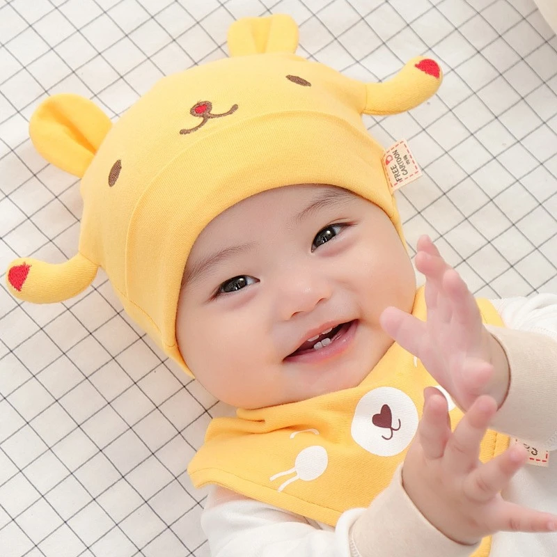 婴儿帽子春秋季薄款韩版纯棉新生婴幼儿可爱超萌胎帽初生儿套头帽