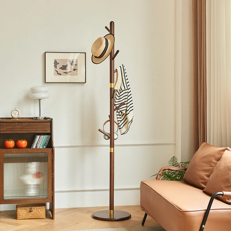 实木衣帽架落地卧室挂衣架现代简约衣服架客厅家用衣帽置物架