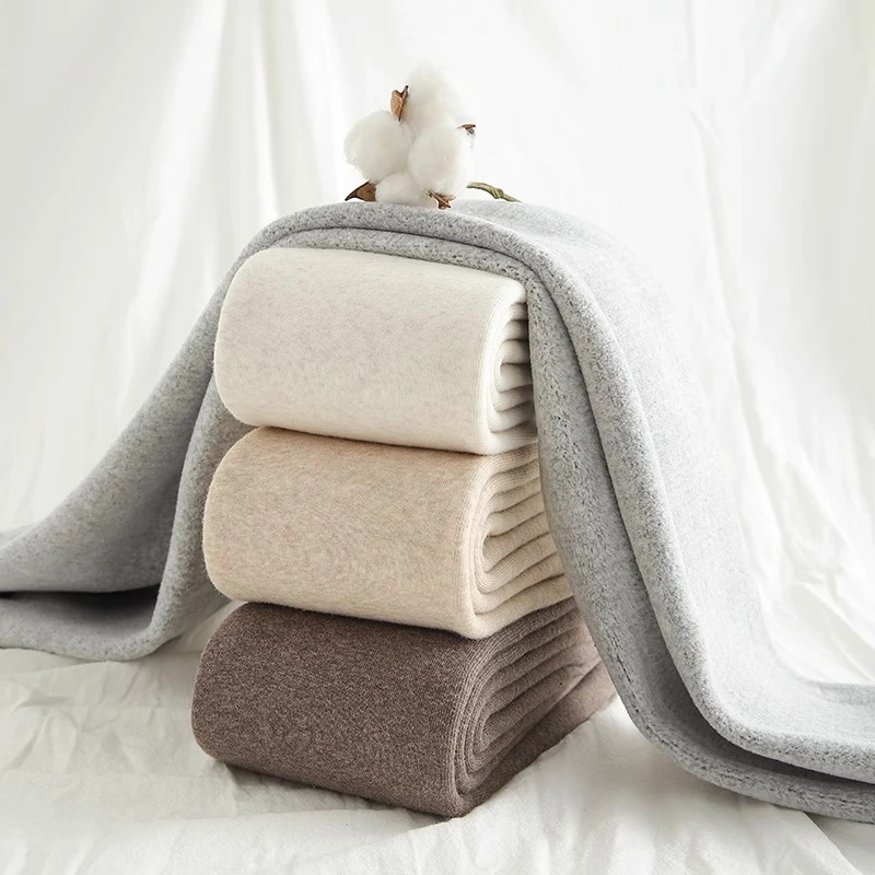 加长日系加厚燕麦白高腰打底裤女秋冬加绒连裤袜棉裤保暖冬款护臀