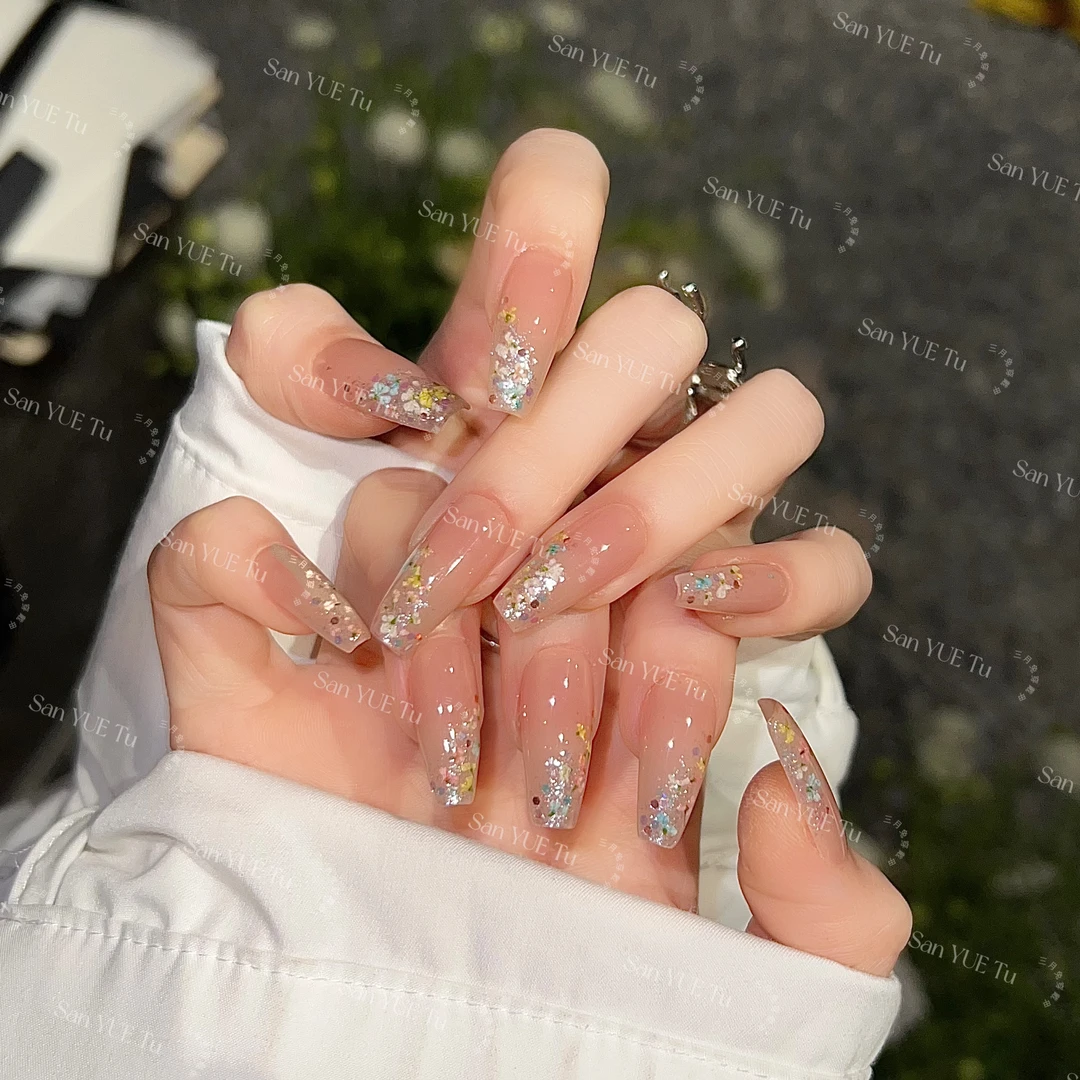 花间令-三月兔手工春季干花缤纷夏日穿戴式渐变纯欲风指尖穿戴甲