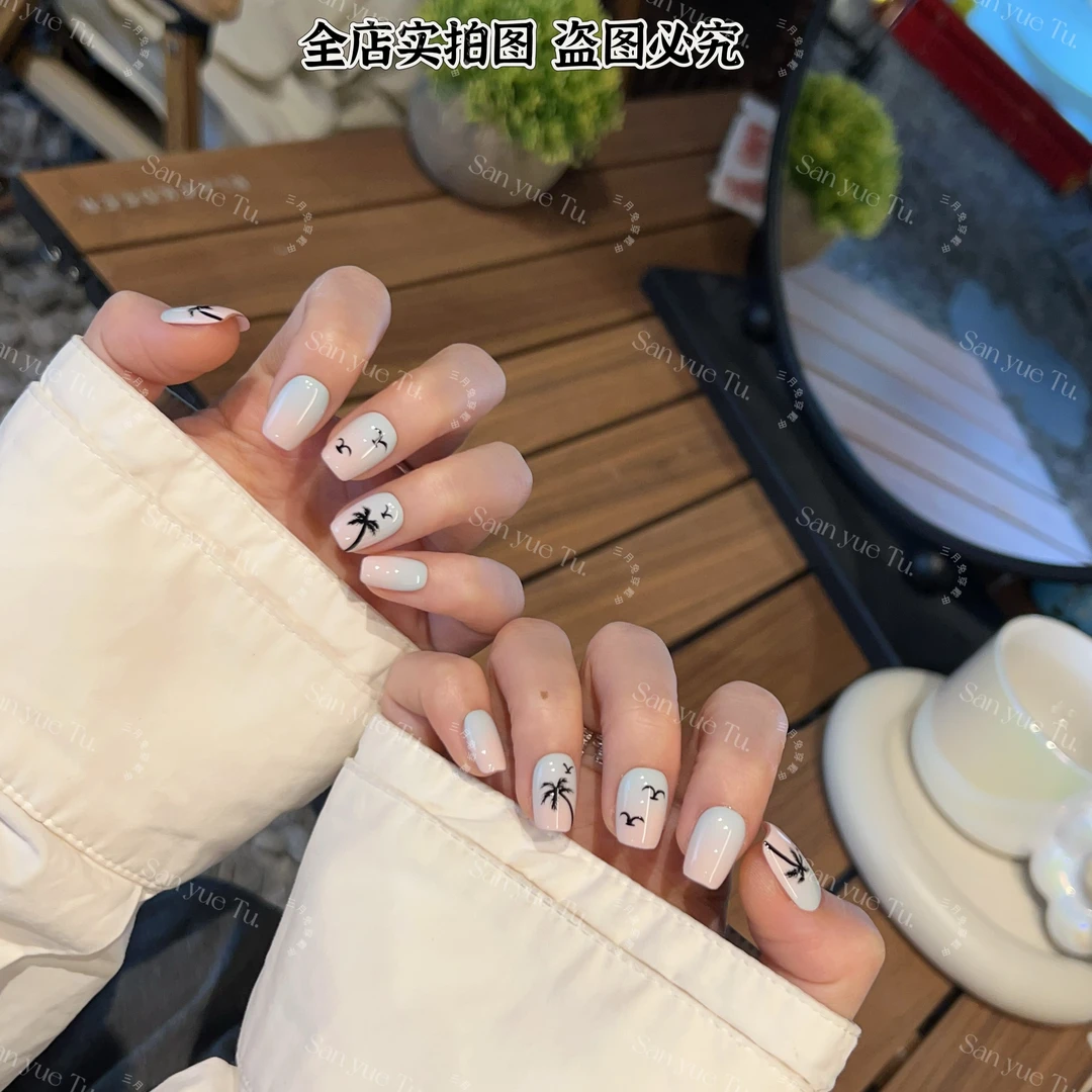 夏威夷-三月兔手工定制夏季显白甲片可拆卸穿戴甲