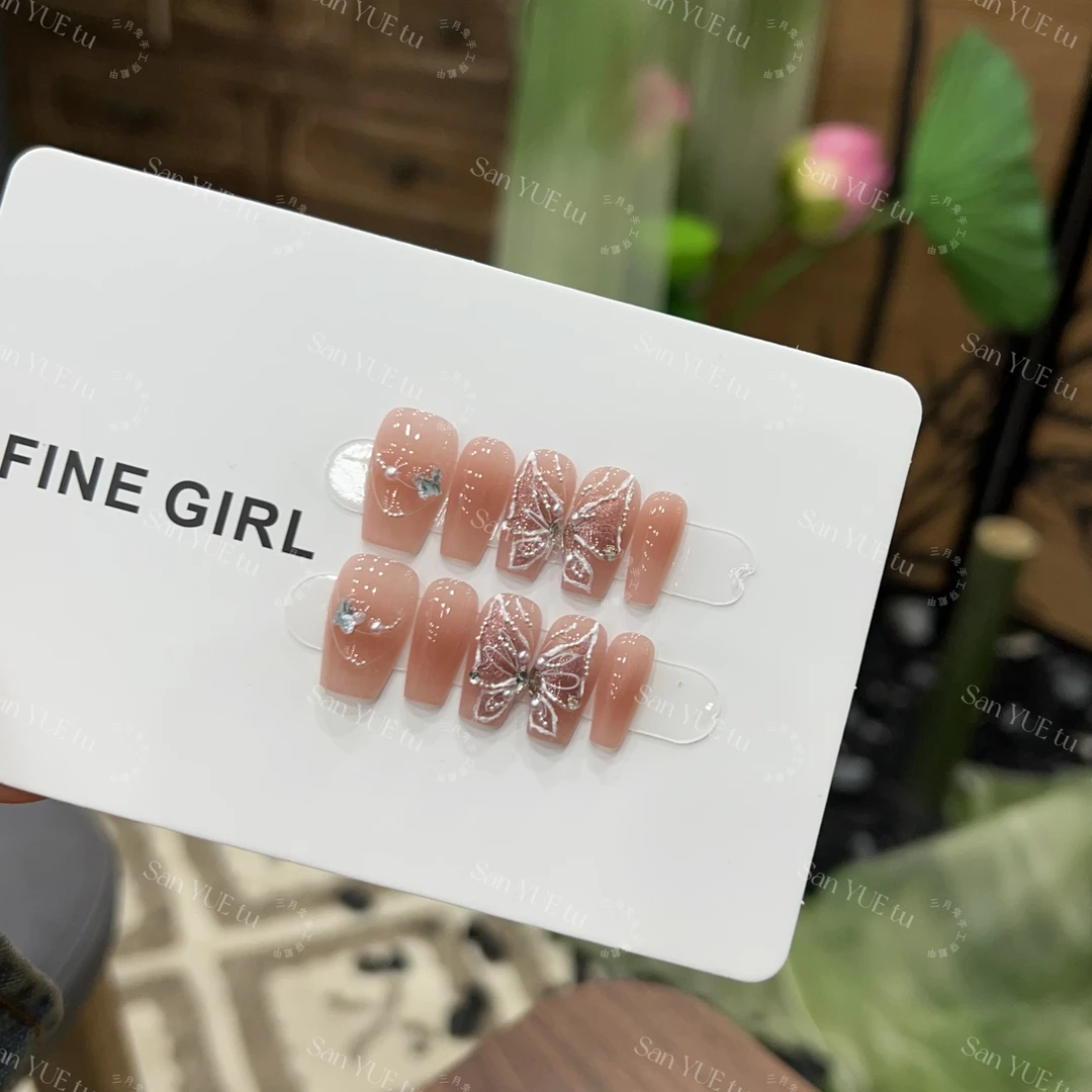 花福蝶-三月兔【设计师高定款】手工冰透蝴蝶穿戴甲