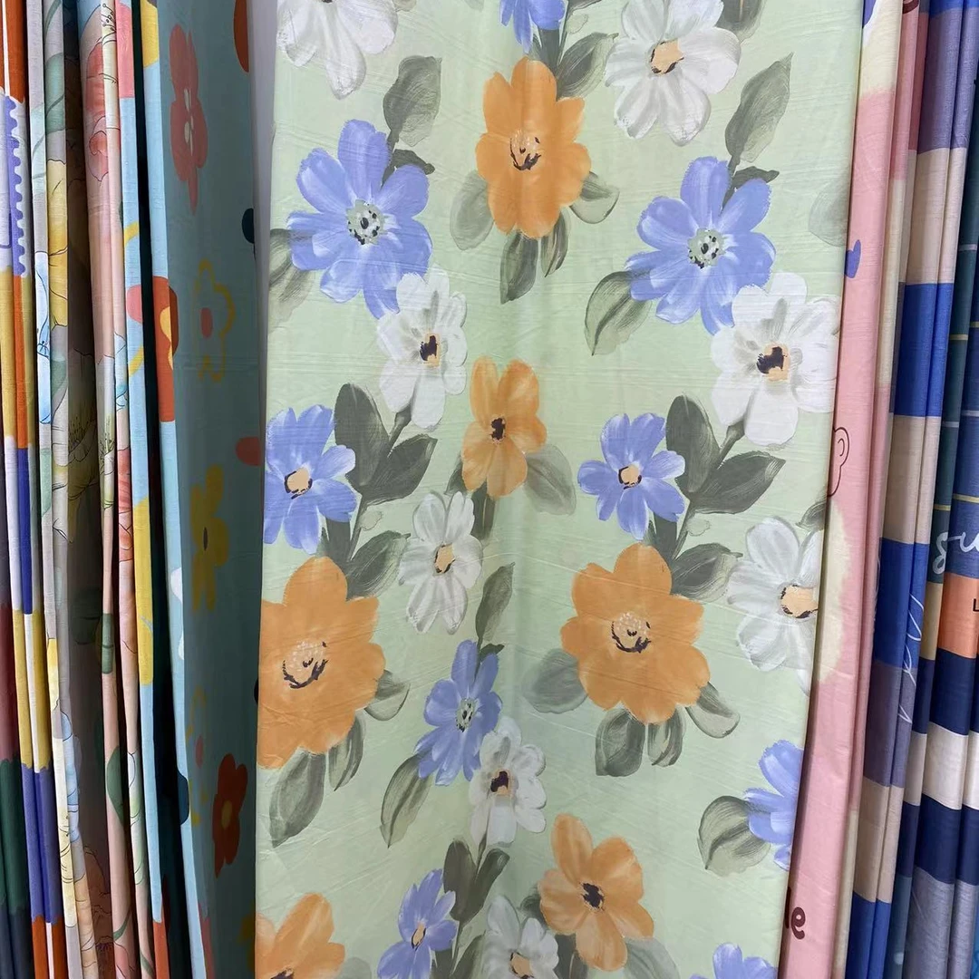 必拍品  纯棉大布头--油墨花米色120*200