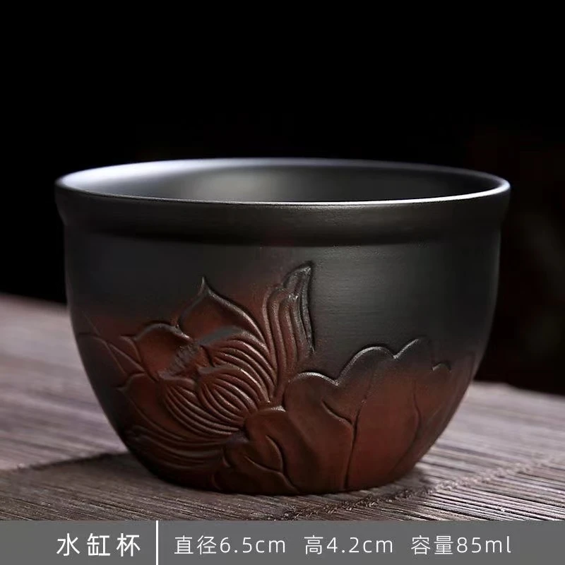 曾宪峰荷花杯建水紫陶手工跳刀主人杯单杯紫砂功夫茶具茶杯陶瓷品