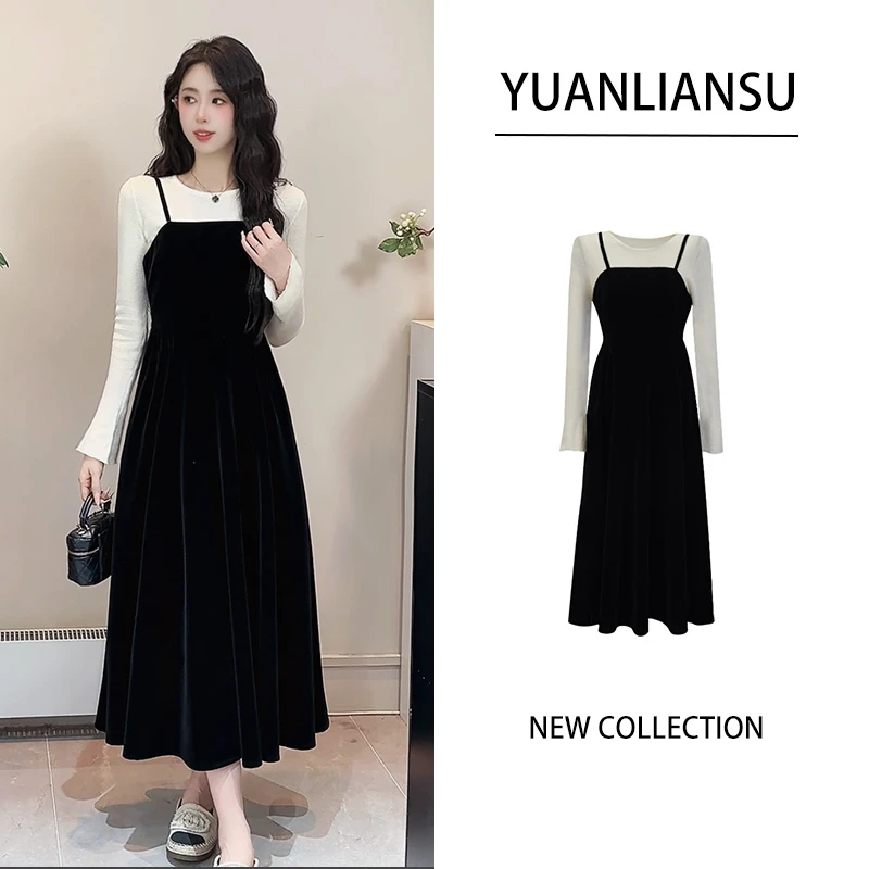 【现货】【心动返航】法式小众软糯上衣+吊带连衣裙两件套