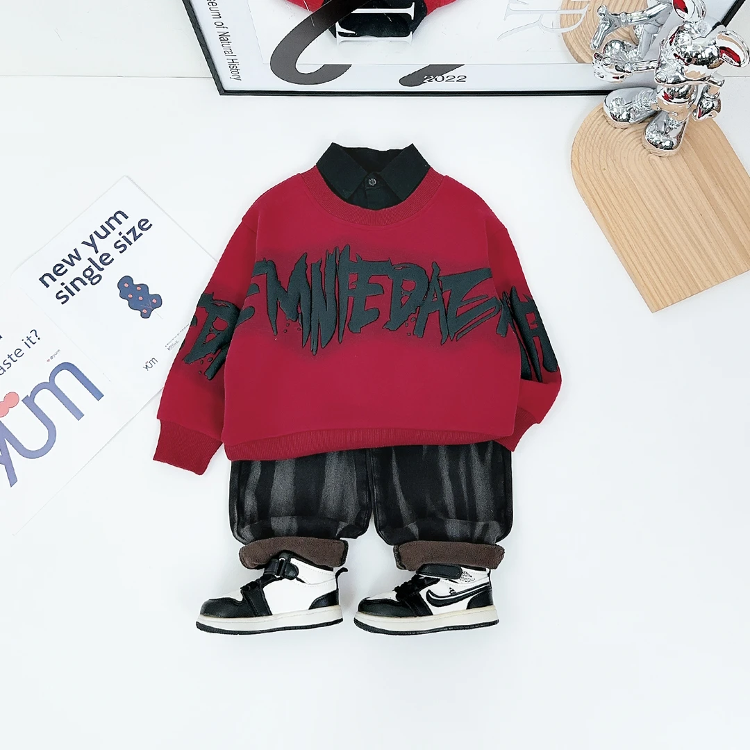 儿童卫衣加绒款长袖2024新款秋冬装男童 D-WG27636 悠悠童话童装