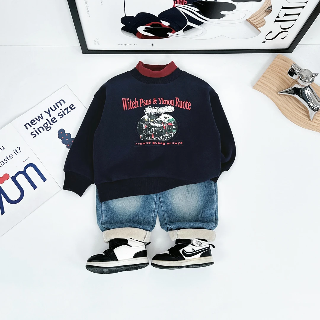 儿童卫衣加绒款长袖2024新款秋冬装男童 D-HZ241197 悠悠童话童装