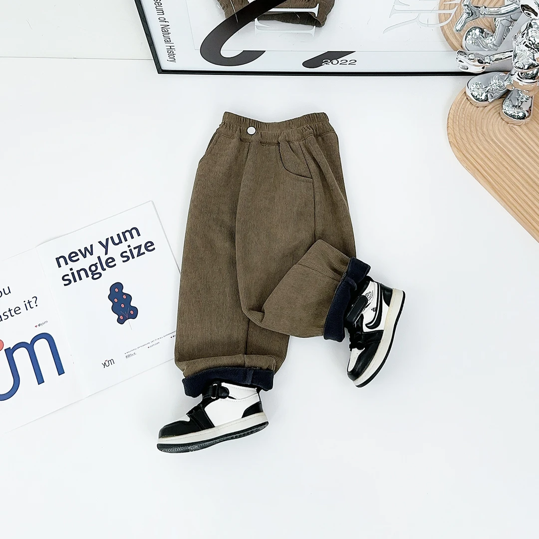 男童加绒裤子儿童休闲裤2024新款秋冬装 D-HZ241321 悠悠童话童装