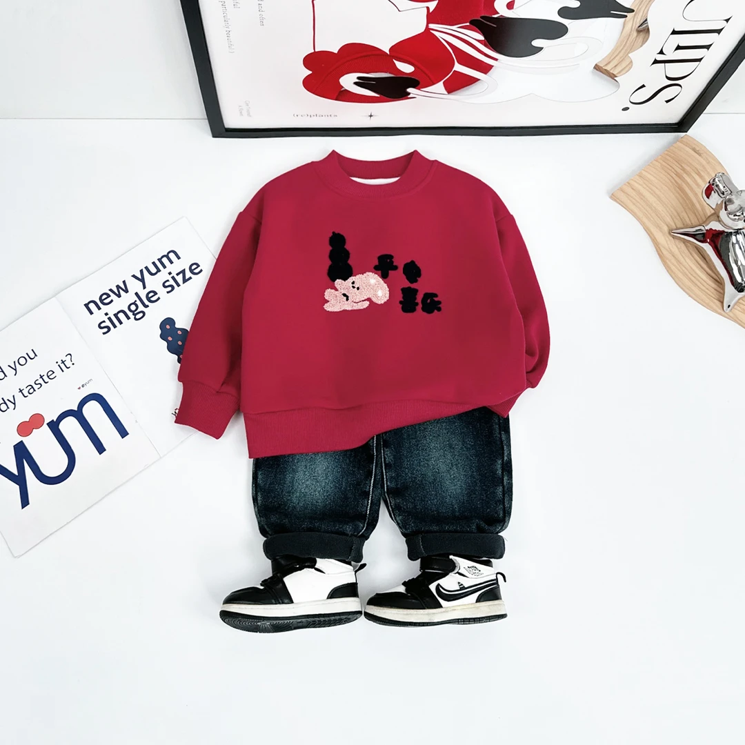 儿童卫衣加绒款长袖2024新款秋冬装男童D-BQ241198N 悠悠童话童装