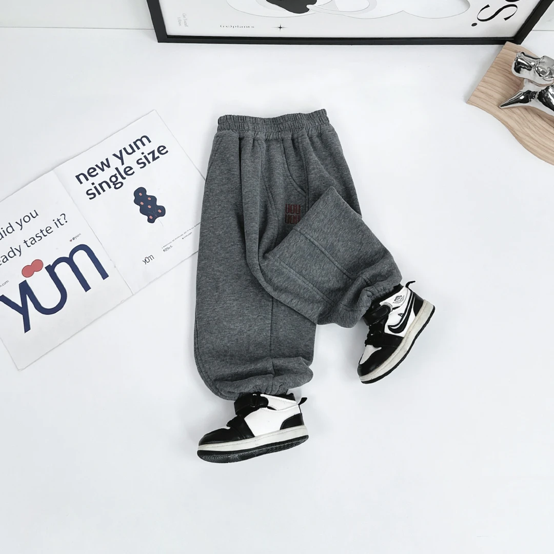 儿童加绒裤子男童运动裤2024新款秋冬装D-BQ241206D 悠悠童话童装