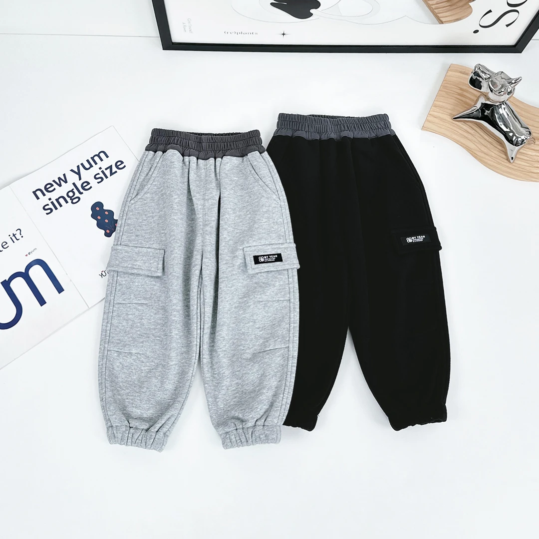 儿童加绒裤子男童运动裤2024新款秋冬装 D-HZ241122 悠悠童话童装