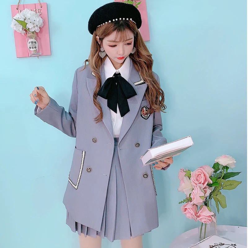 霞霞8824减龄学院风韩版小西装+短裙两件套气质网红西装