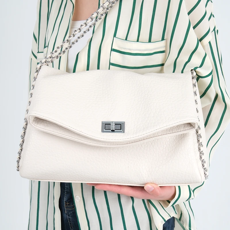 864-白色24款高端时尚轻奢女士百搭挎通勤包
