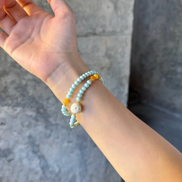 【婉婉·达摩】原矿绿松石双圈手串手链高定设计女 多样性发货发其一