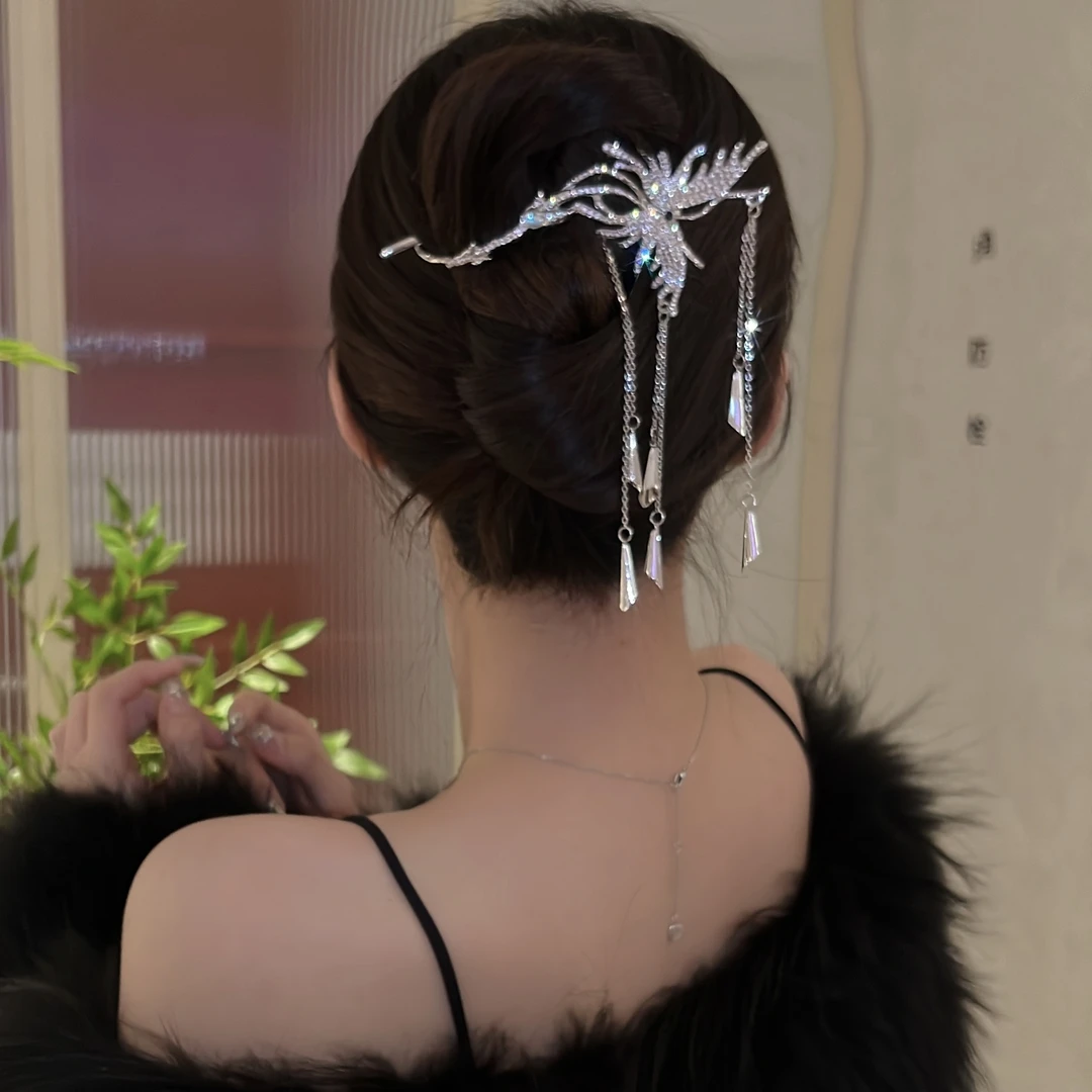 名梵希流苏蝴蝶风铃中国风扭扭发夹抓夹气质发饰轻奢时尚