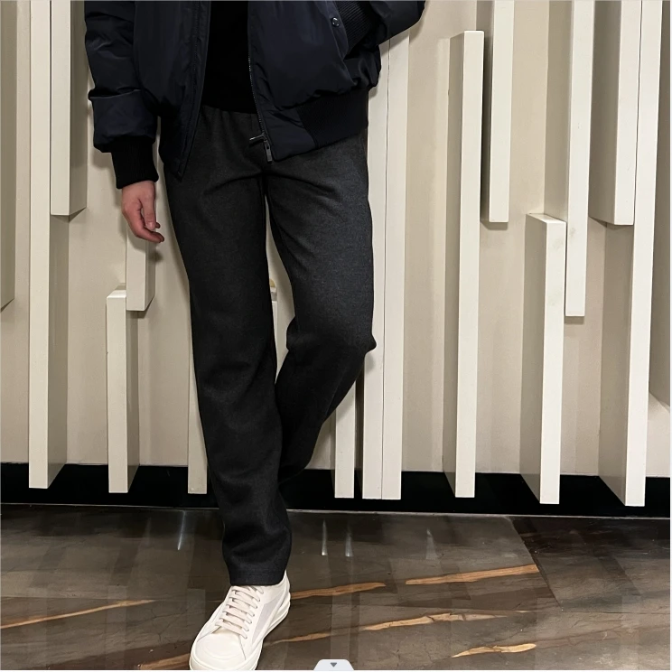 意卡伦萨23FW呢绒休闲裤男士微弹直筒长裤KM11277