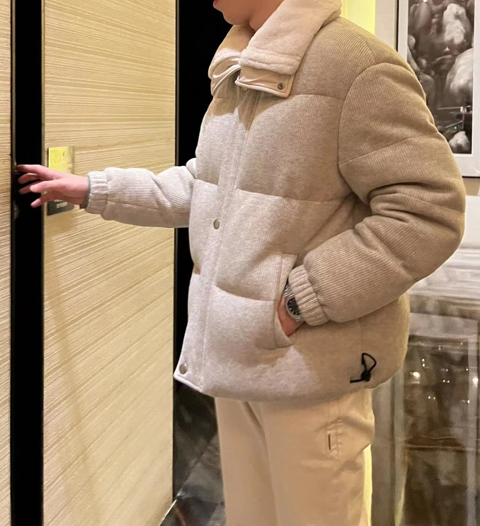 意卡伦萨23FW重奢鹅绒翻领羊羔毛羽绒外套SM-SY2396