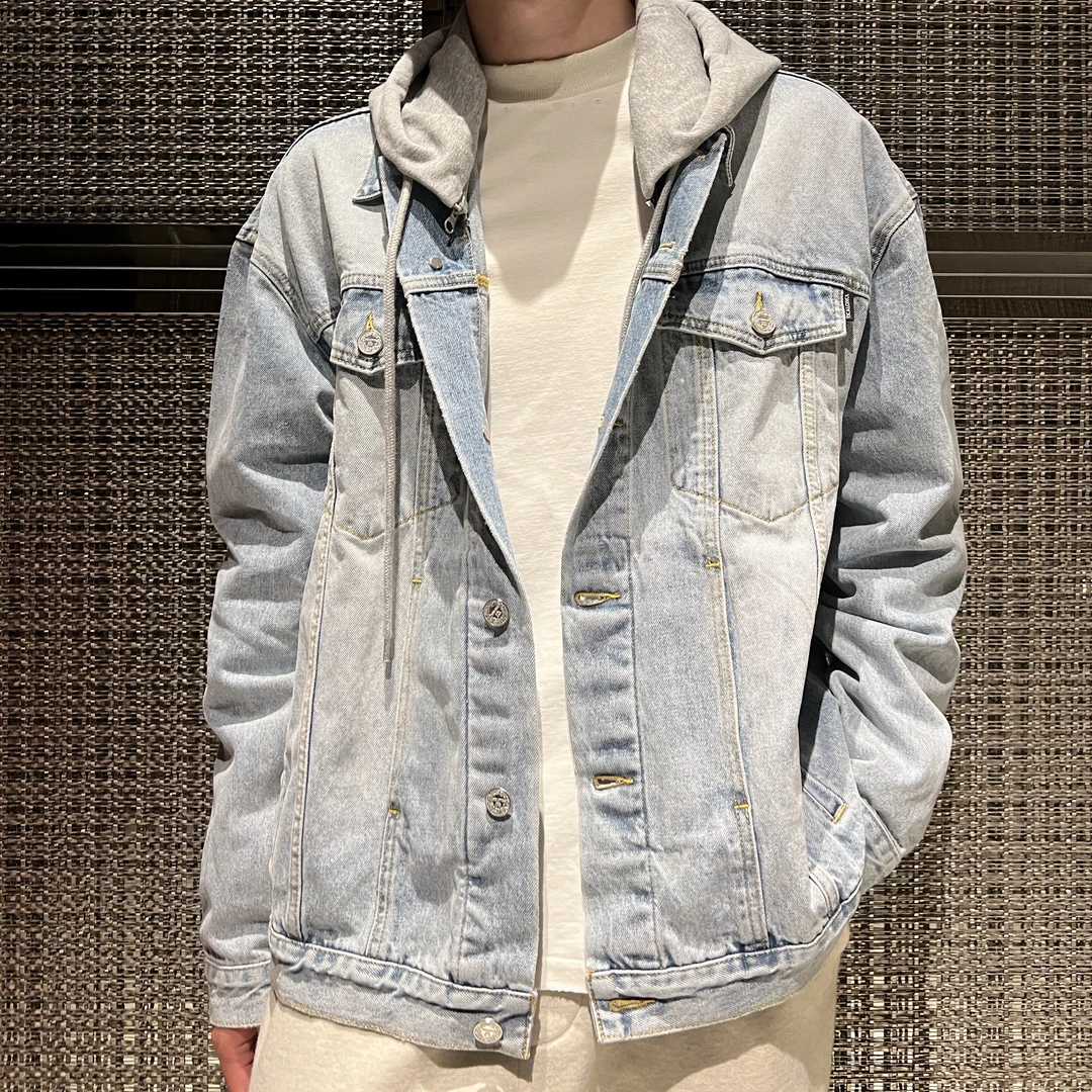 意卡伦萨 牛仔连帽夹克男士水洗宽松百搭秋季新款休闲外套SM11272