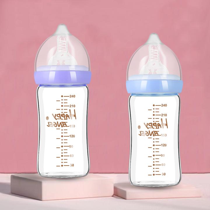 高硼硅玻璃奶瓶新生婴儿宝宝0-6岁品牌奶瓶防爆宽口硅胶奶嘴水杯