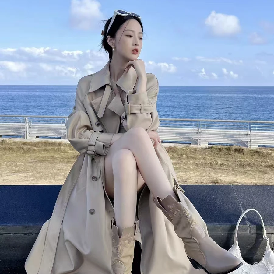 2024时尚秋季气质轻奢新款英伦风中长款风衣外套女-22272