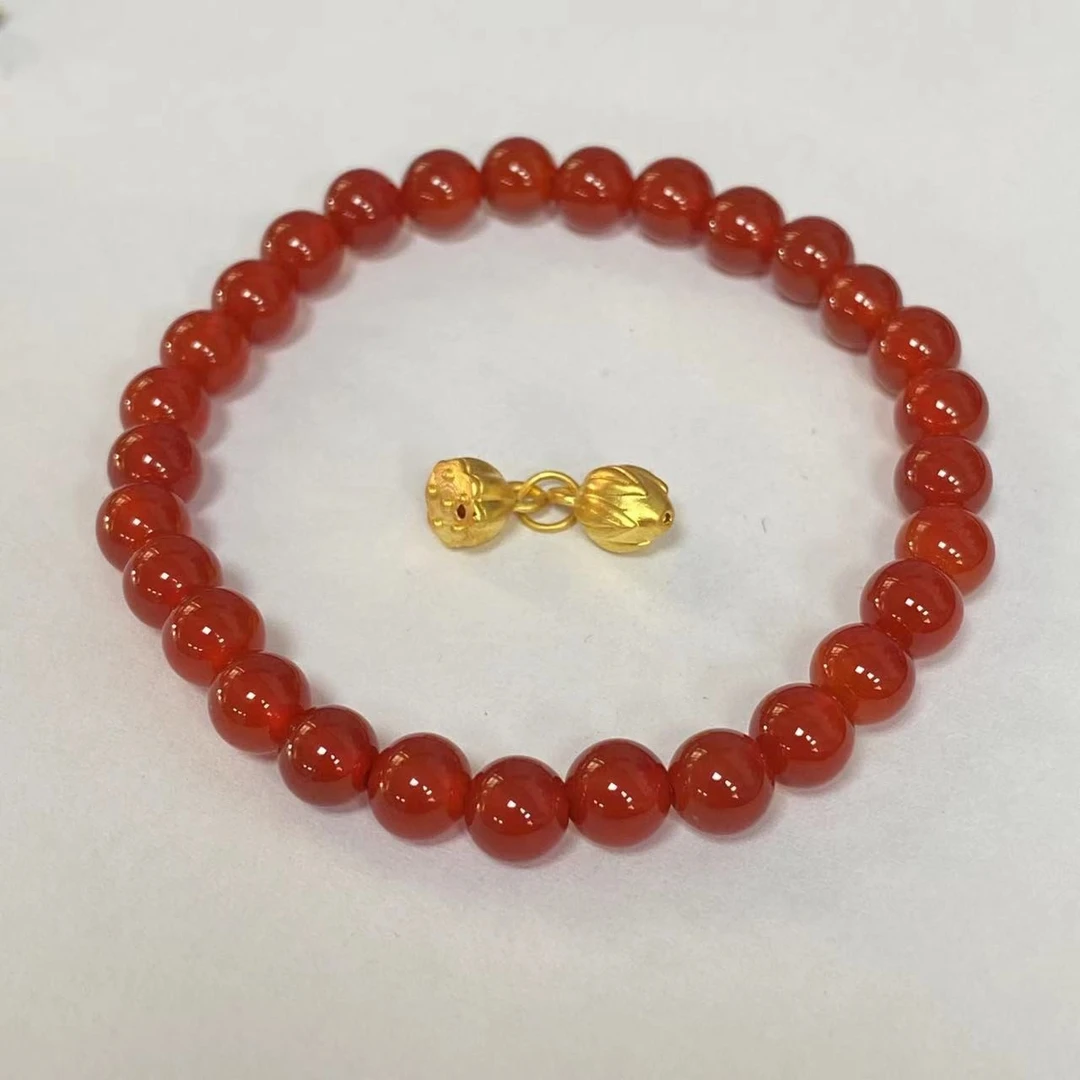 足金999 连体两世欢玛 瑙手链时尚@@A259