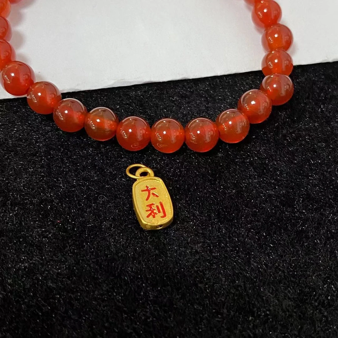 足金999大吉大利红 玛 瑙手串@@A320