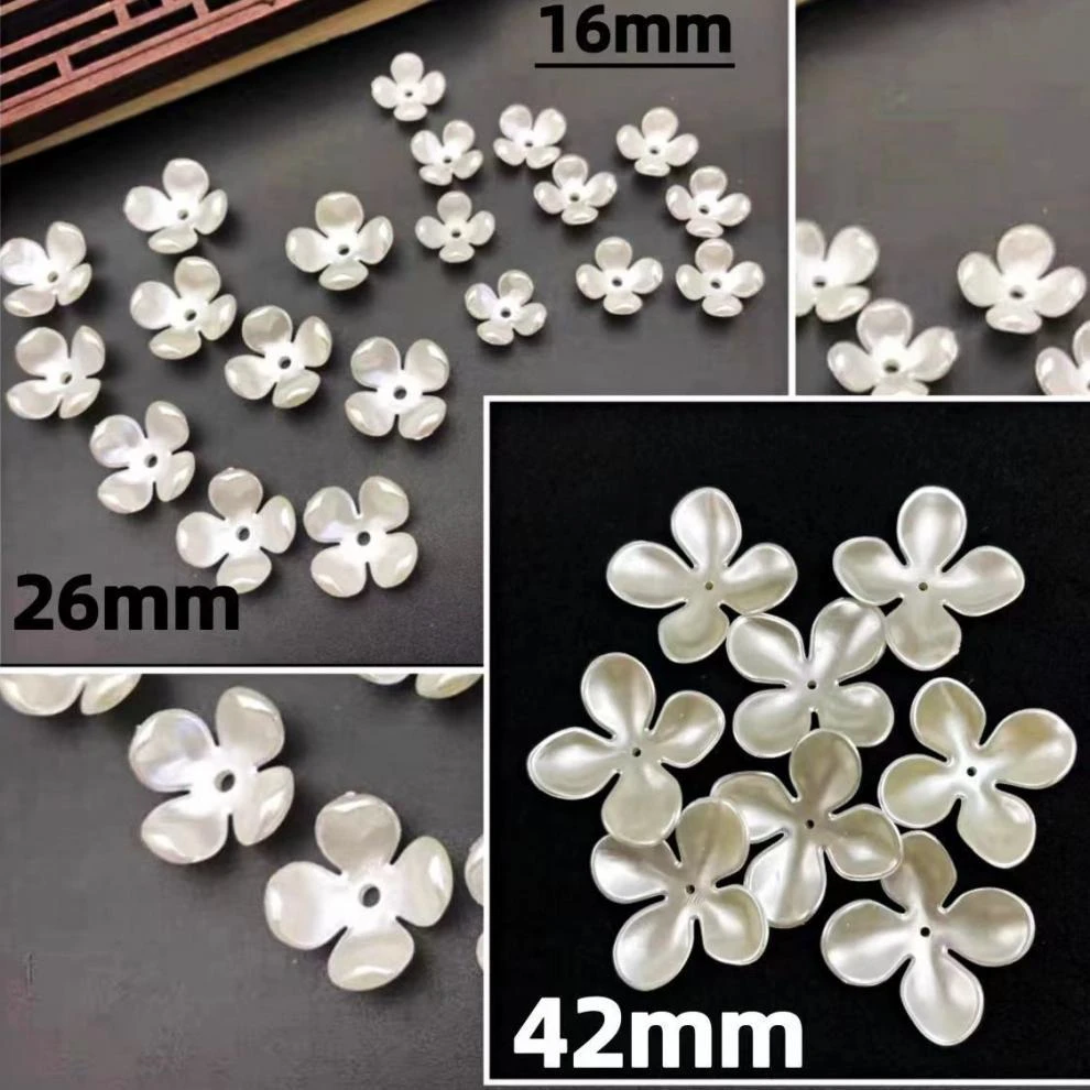 16-26-42大中小号白色系四叶花瓣亚克力四叶草花片diy串珠花束材