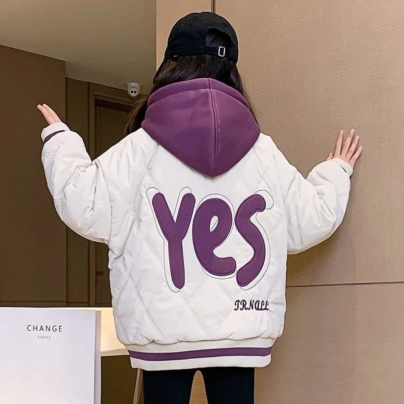 女童外套秋冬装2023新款洋气儿童夹棉加厚秋季时髦棒球服大童棉服