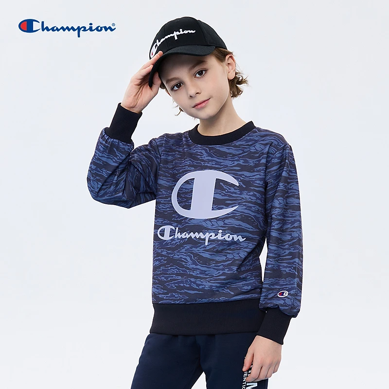 Champion童装卫衣25春大C标圆领长袖套头CK-ZS004