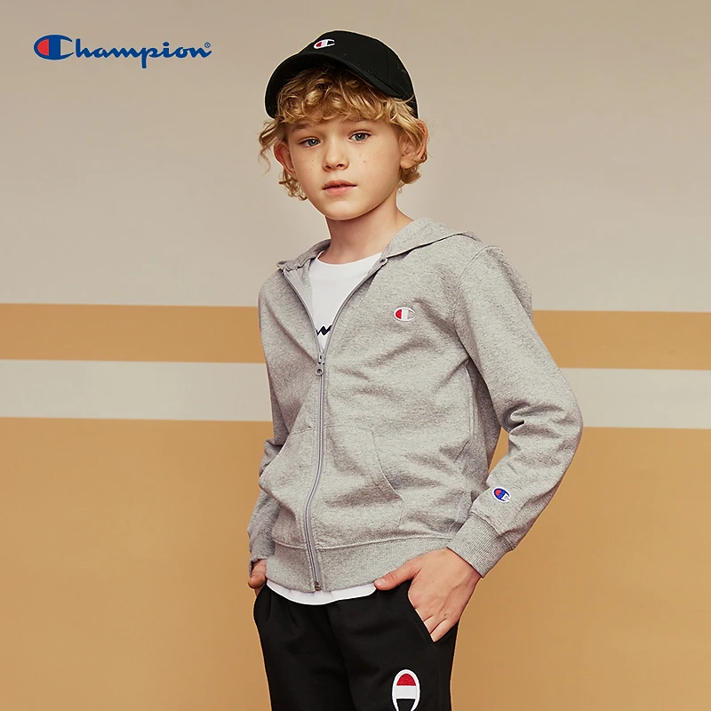 Champion冠军卫衣童装24男童秋季简约小c标拉链开衫CK-Z101