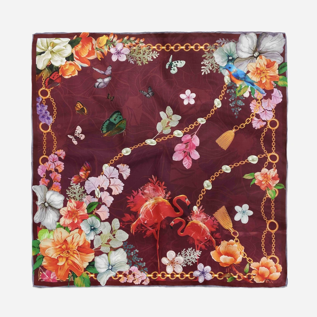 【花期如梦】108*108桑蚕丝方巾丝巾搭配气质时尚百搭双面双色