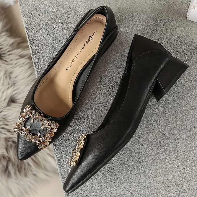 真皮平跟鞋舒适24春秋季新款软底气质百搭浅口淑女风网红工作单鞋