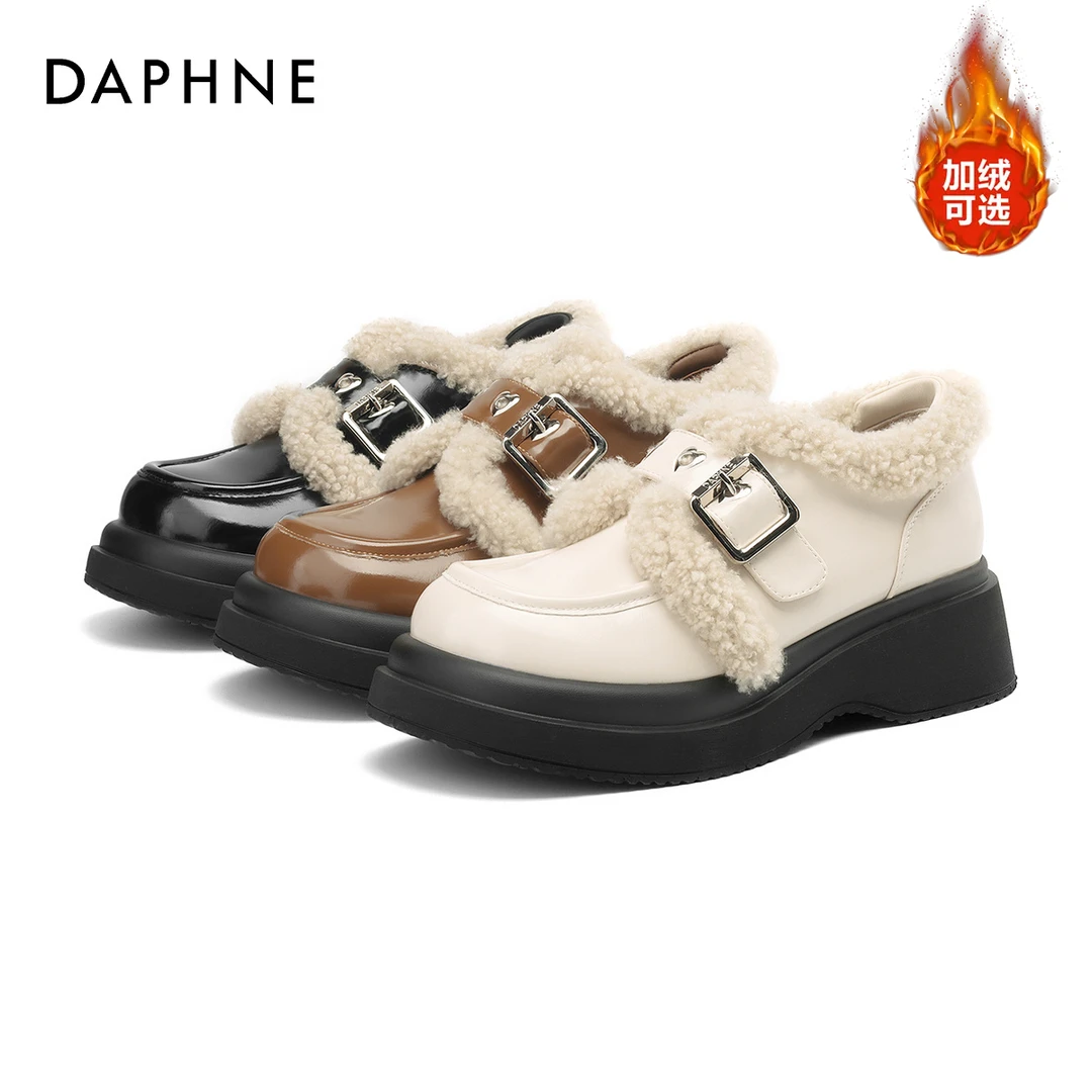 Daphne达芙妮时尚百搭潮流粗跟方头气质英伦风2023冬圆头短靴女鞋