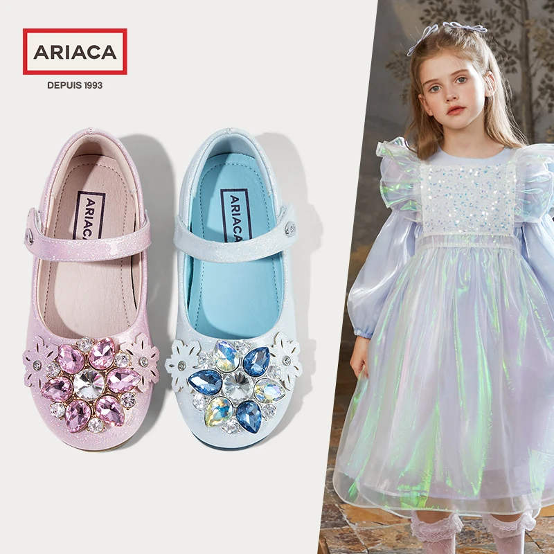 ARIACA艾芮苏女童爱莎公主皮鞋秋季新款小女孩软底水晶鞋儿童鞋子