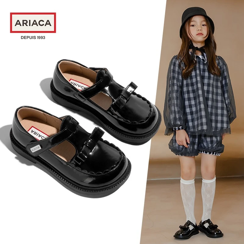 ARIACA洛丽塔童鞋女童皮鞋春秋黑色真皮小公主鞋软底单鞋儿童鞋子