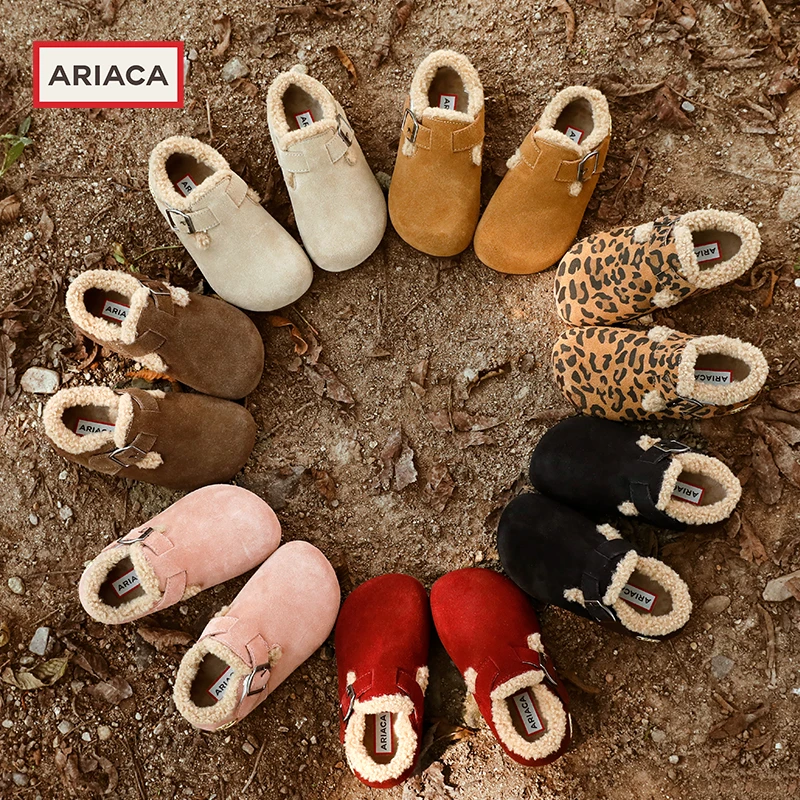 ARIACA艾芮苏女童棉鞋秋冬新款小女孩毛毛鞋加绒豆豆鞋儿童勃肯鞋