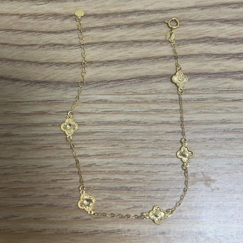 k黄四叶草手链18k金E357多退少补