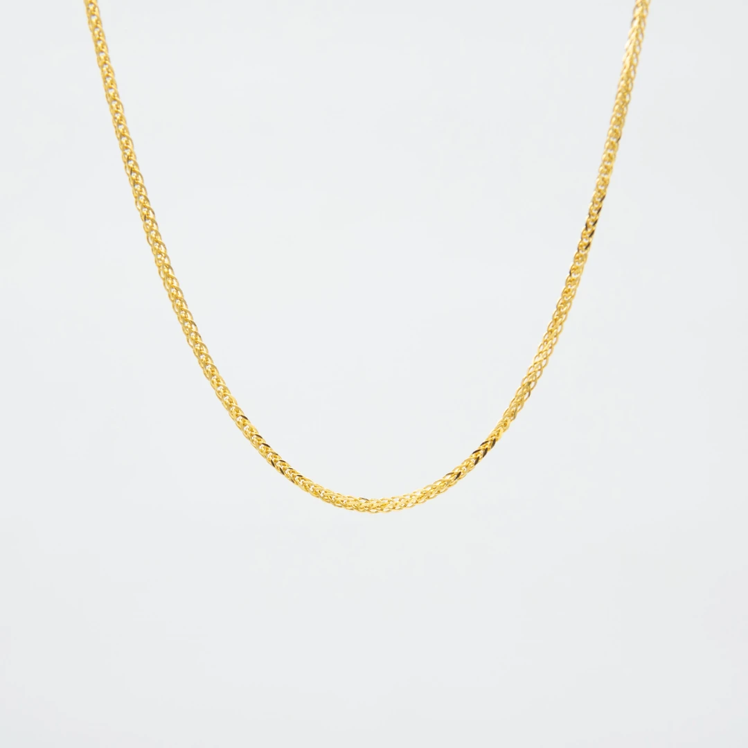 00足金999金色肖邦项链万能链5G工艺18寸45厘米J038经典简约素链