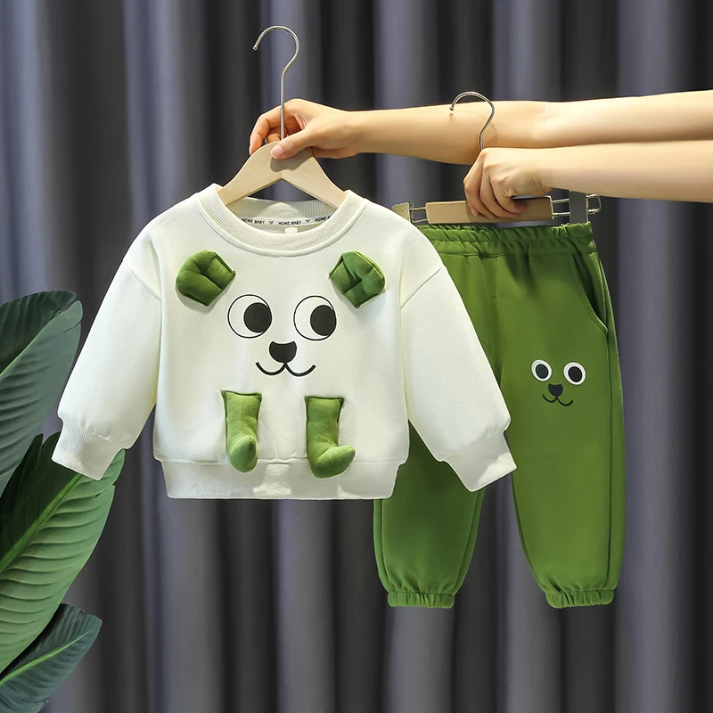 儿童套装春装运动卡通卫衣卫裤两件套洋气宝宝春秋款休闲简约童装