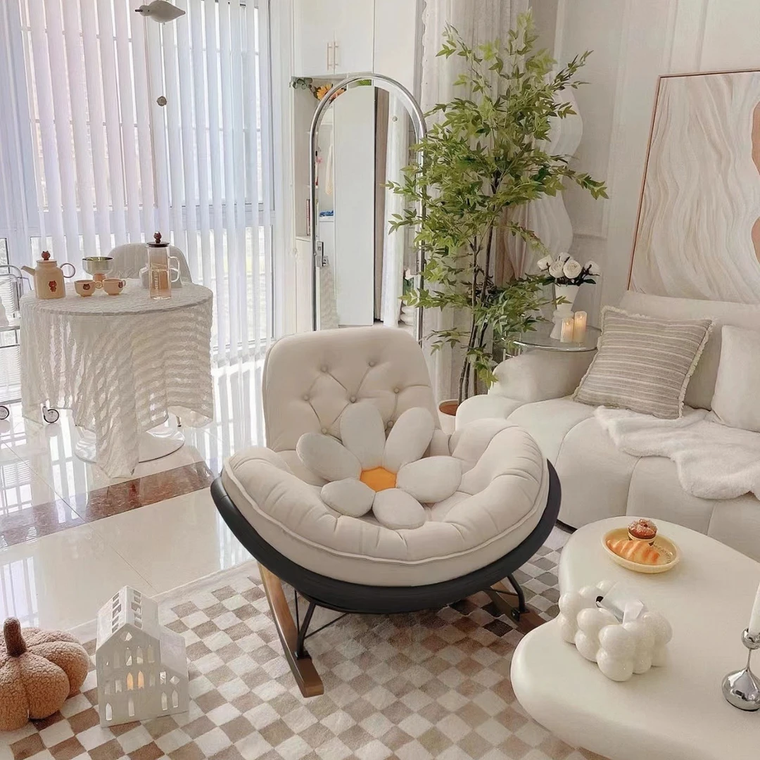 美式桌椅旋转单人欧式白色轻奢法式客厅家用简约北欧椅子配套抱枕