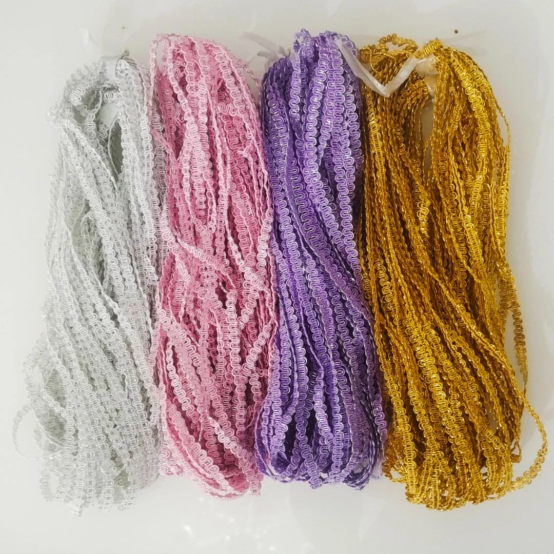 白+金花边彩色麻绳包芯棉编织