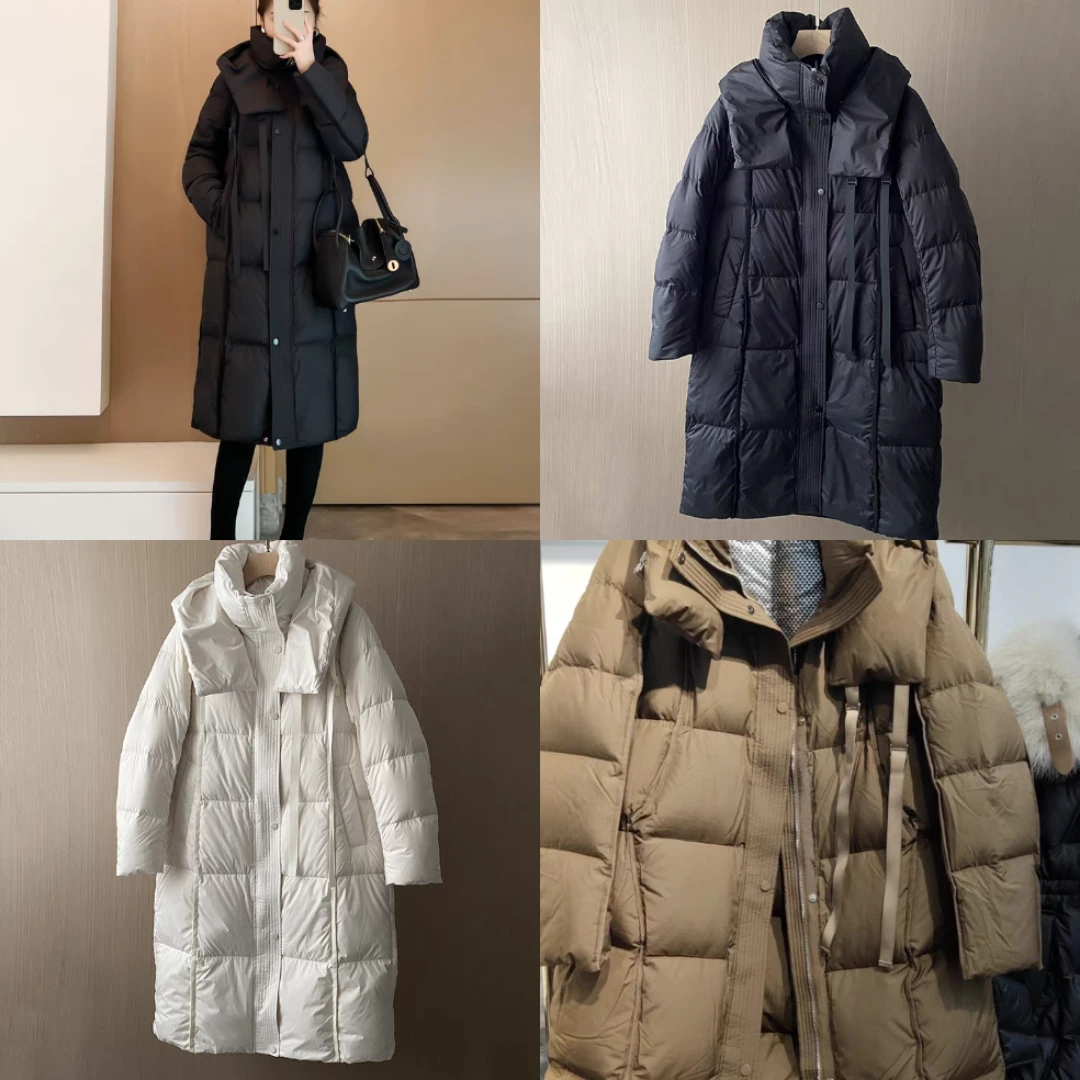 福利清货双织带三色过膝长款羽绒服