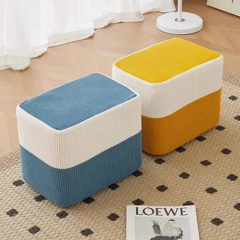 灯芯绒小凳子家用矮凳门口换鞋凳轻奢网红沙发凳现代简约茶几凳子