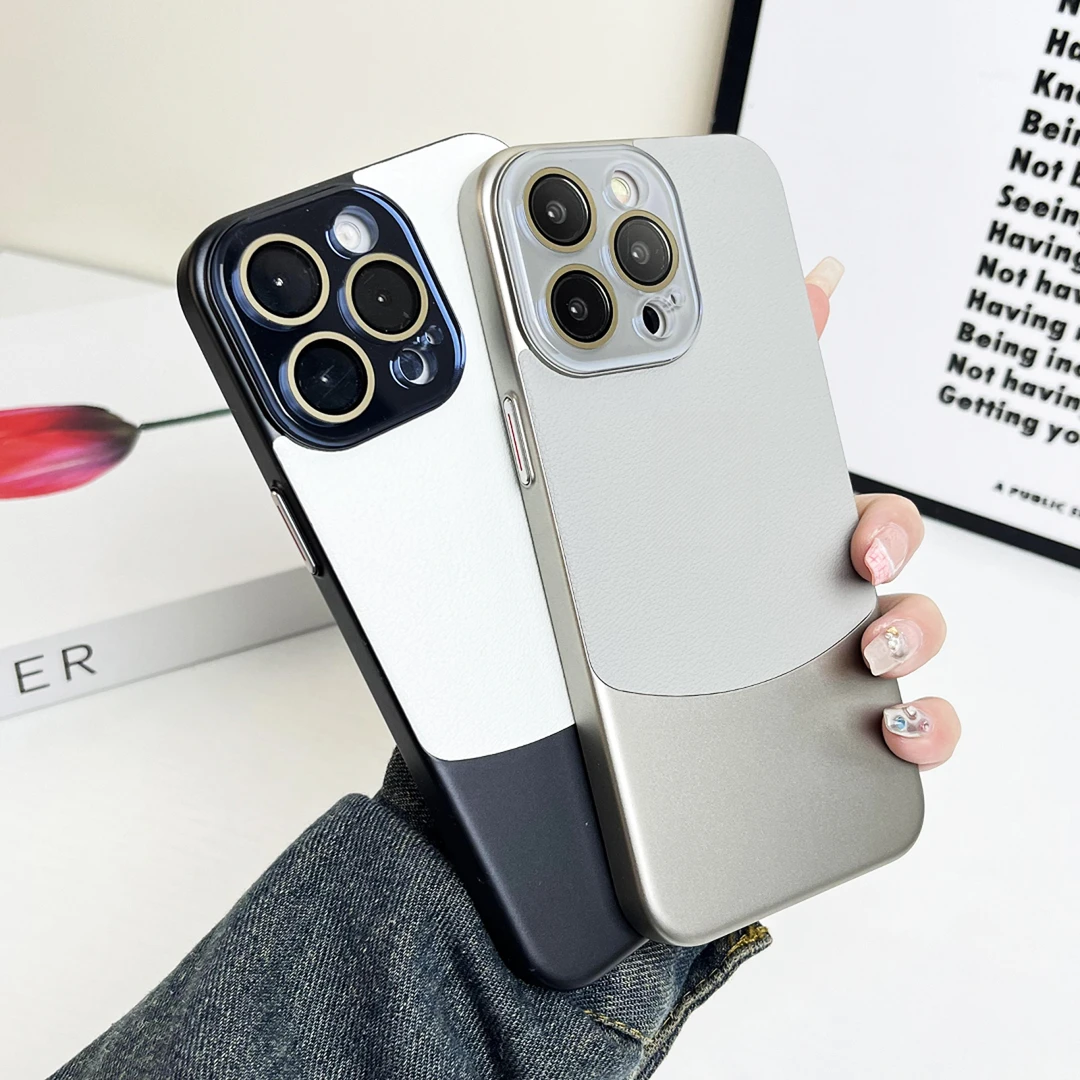 拼色水晶镜头适用苹果15手机壳iPhone14promax保护套13纯色12新款