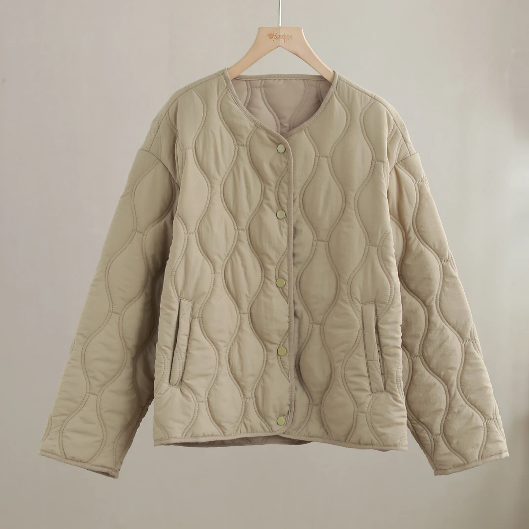 【纭季原创】衣长66 休闲通勤百搭秋冬纯色保暖棉服D241114