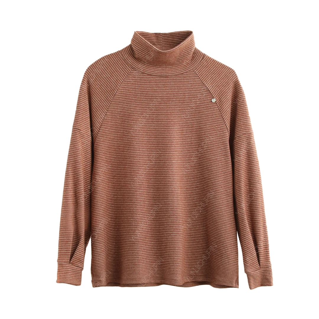 【纭季原创】衣长65 冬季新款时尚高领百搭条纹设计感卫衣D241621