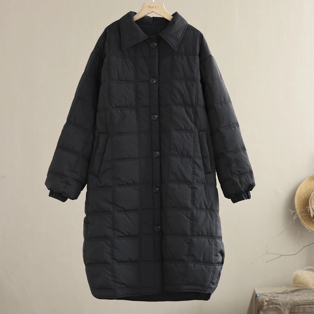 【纭季原创】衣长110 新款休闲纯色棉服女a1955