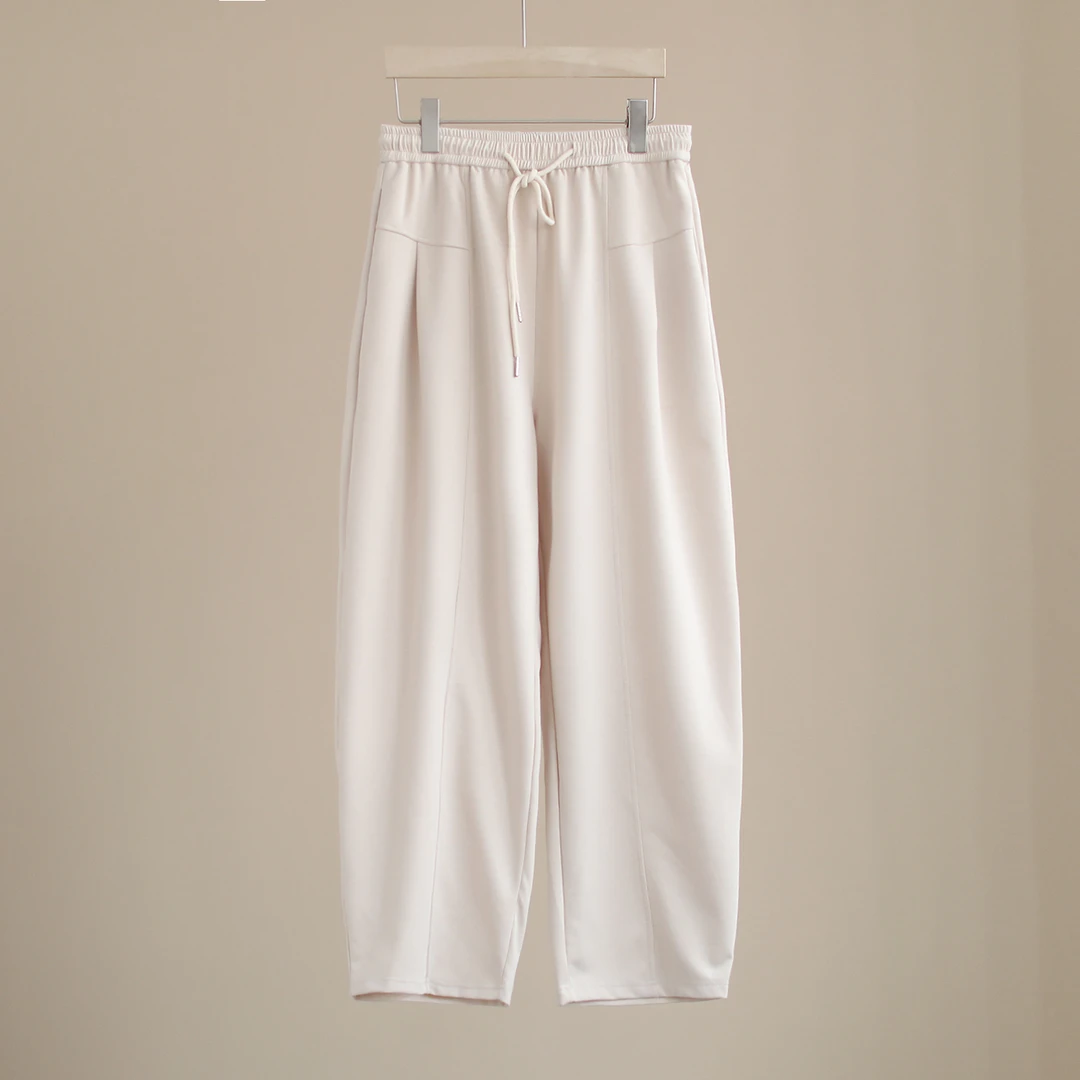 【纭季原创】裤长96-98 百搭简约秋款文艺抽绳松紧腰休闲裤D24949