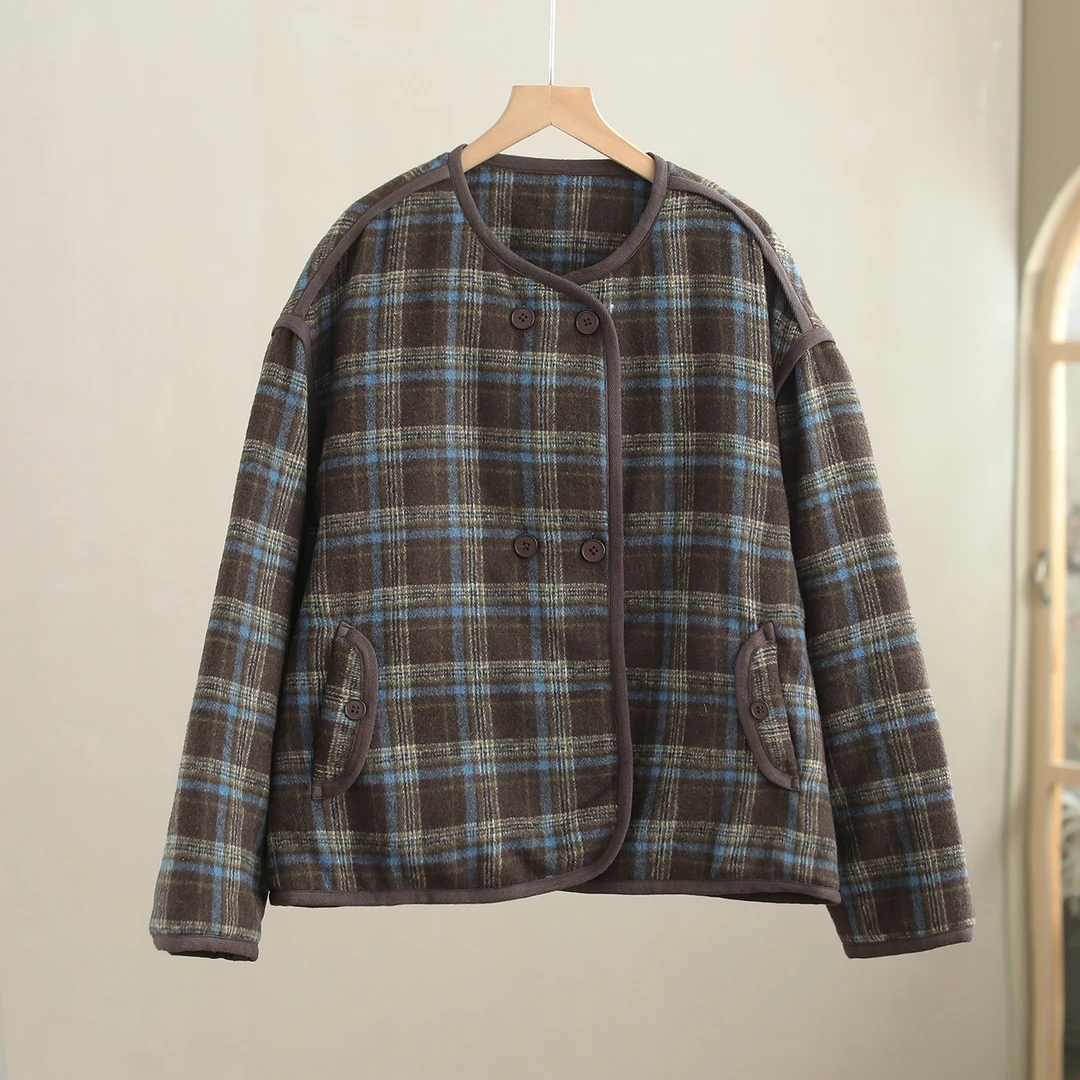 【纭季原创】衣长64 时尚洋气显瘦高级感格子棉服上衣D241483