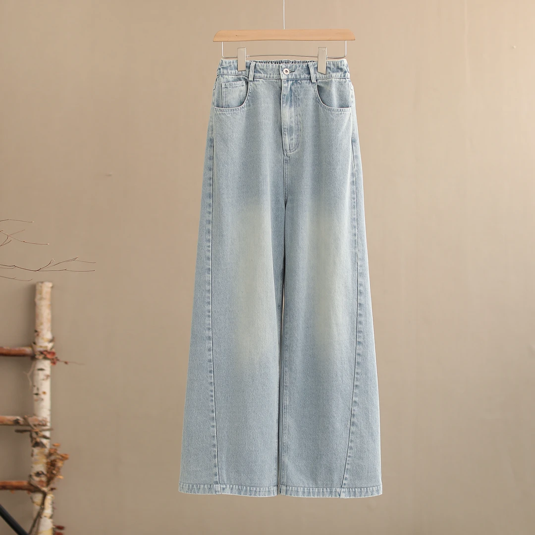 【纭季原创】衣长102 新款百搭潮流气质显瘦牛仔裤阔腿裤D24214